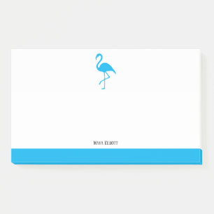 Sky Blue on White Flamingo & Border w/ Name Post-it Notes