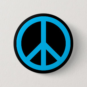 Sky Blue Peace Symbol 6 Cm Round Badge