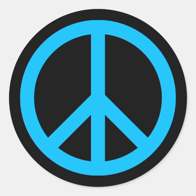 Sky Blue Peace Symbol Classic Round Sticker (Front)