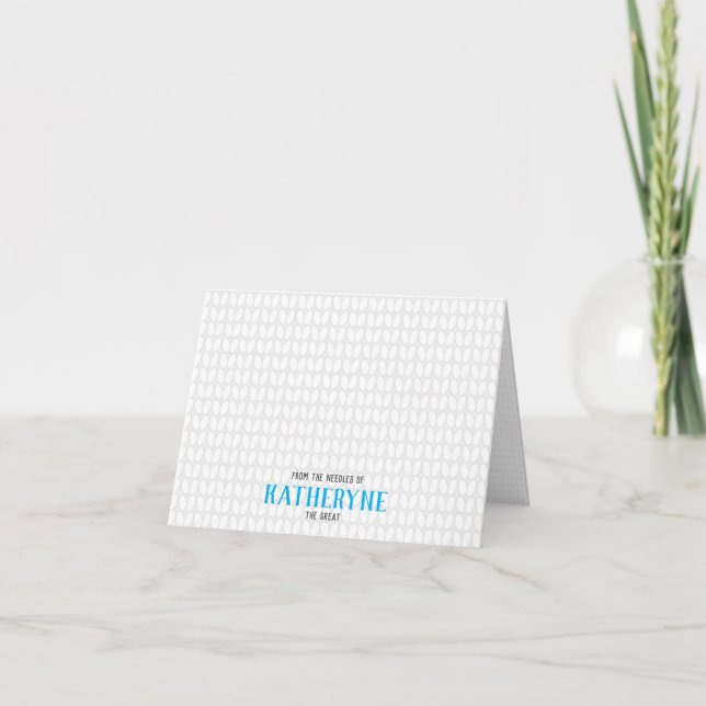 Sky Blue Personalised Knit Stitch Note Cards (Front)