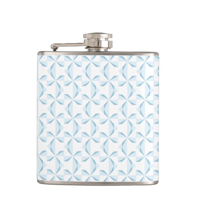Sky Blue Pinwheels Hip Flask (Front)