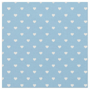 Sky Blue Polka Dot Hearts Fabric
