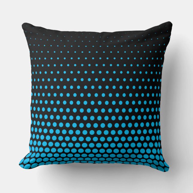 Sky Blue Polka Dot Modern Black Cushion (Front)