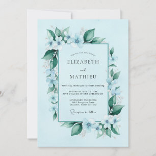 Sky Blue Pristine Botanical Wedding Invitation