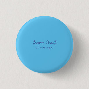 Sky Blue Professional Modern Minimalist Add Name 3 Cm Round Badge