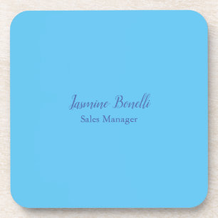 Sky Blue Professional Modern Minimalist Add Name Coaster