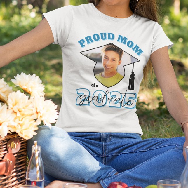 Sky Blue Proud Mum of a Graduate Photo T-Shirt (Creator Uploaded)