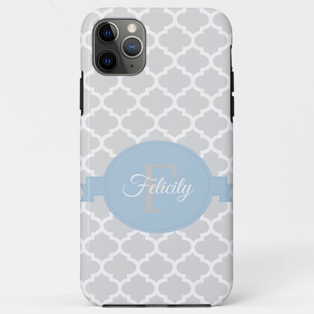 Sky Blue Quatrefoil Personalised Case-Mate iPhone Case (Back)