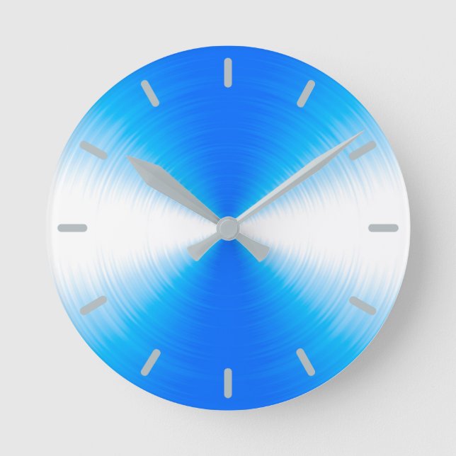 Sky Blue Radiant Contemporary Round Clock (Front)