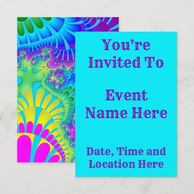 Sky Blue Rainbow Melt Invitation (Front/Back)