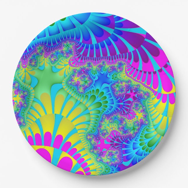 Sky Blue Rainbow Melt Paper Plate (Front)