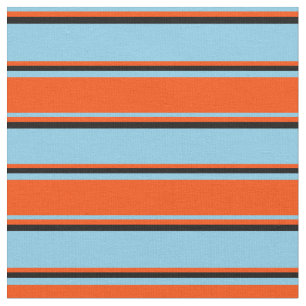 Sky Blue, Red & Black Coloured Pattern Fabric