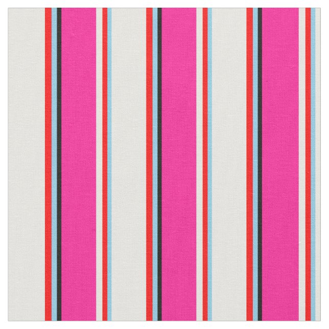 Sky Blue, Red, Mint Cream, Deep Pink, and Black Fabric (Close Up)
