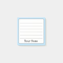 Sky Blue Retro Add Your Name Lined 
