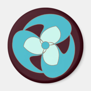 Sky Blue Retro Crescent Spiral Flower Magnet
