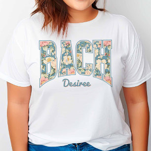 Sky Blue Retro Floral BACH Bridesmaid T-Shirt