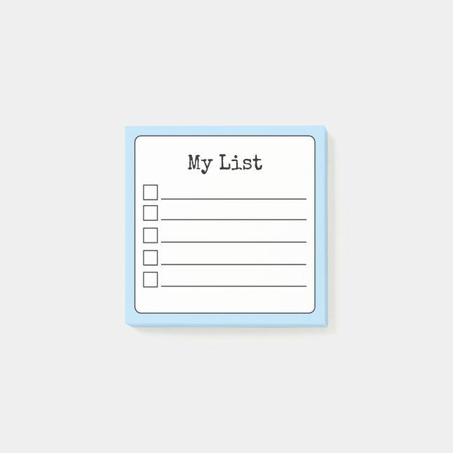 Sky Blue Retro Lined Checklist Post-it Notes (Front)