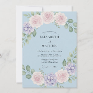 Sky Blue Romantic Spring Wedding Invitation