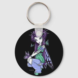 "Sky" Blue Rose Tattoo Butterfly Fairy Keychain