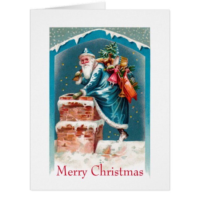 Sky Blue Santa Big Greeting Card (Front)