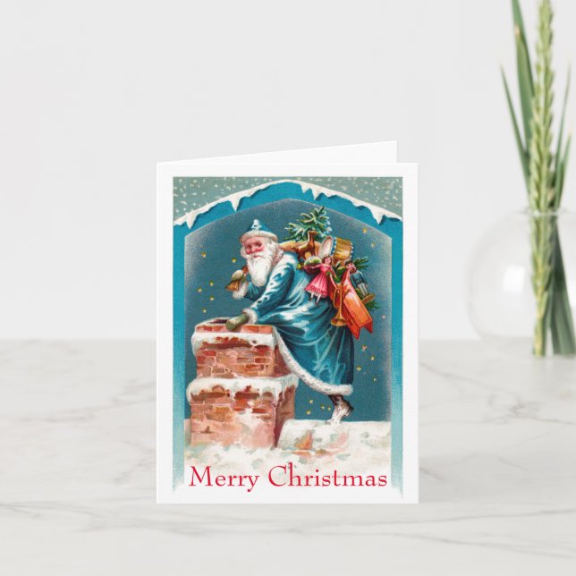 Sky Blue Santa Note Card (Front)