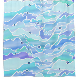 Sky Blue Seascape Abstract Shower Curtain