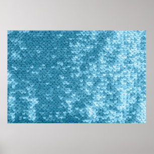 Sky blue shiny fabric with sequins, abstract backg poster