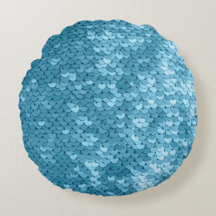 Sky blue shiny fabric with sequins, abstract backg round cushion