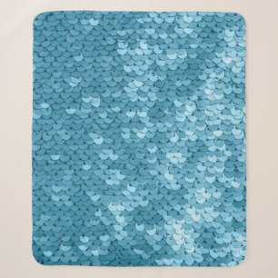 Sky blue shiny fabric with sequins, abstract backg sherpa blanket