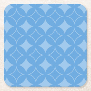 Sky blue shippo pattern square paper coaster