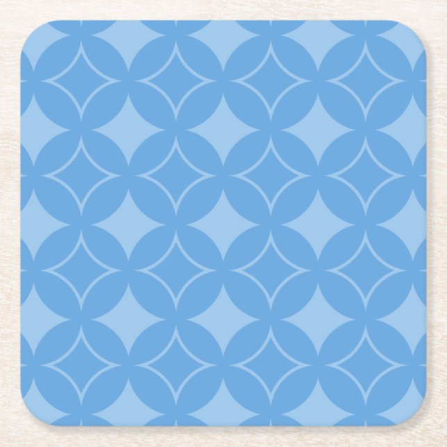 Sky blue shippo pattern square paper coaster (Front)