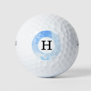 Sky Blue Simple Single Initial Golf Balls