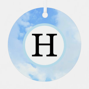 Sky Blue Simple Single Initial Metal Tree Decoration