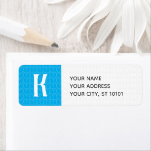 Sky Blue Single Initial Knit Stitch Return Address Label