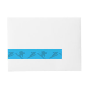 Sky blue ski pattern wraparound address label