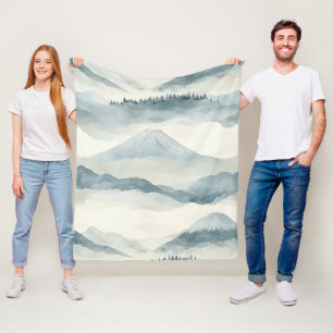 Sky Blue Snow Mountain Cloud Landscape Pattern Fleece Blanket