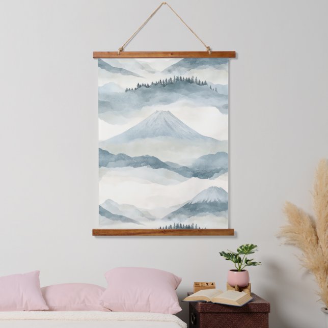 Sky Blue Snow Mountain Cloud Landscape Pattern Hanging Tapestry (Bedroom)