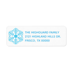 Sky Blue Snowflake Address Label Return Address Label