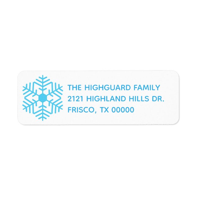 Sky Blue Snowflake Address Label Return Address Label (Front)