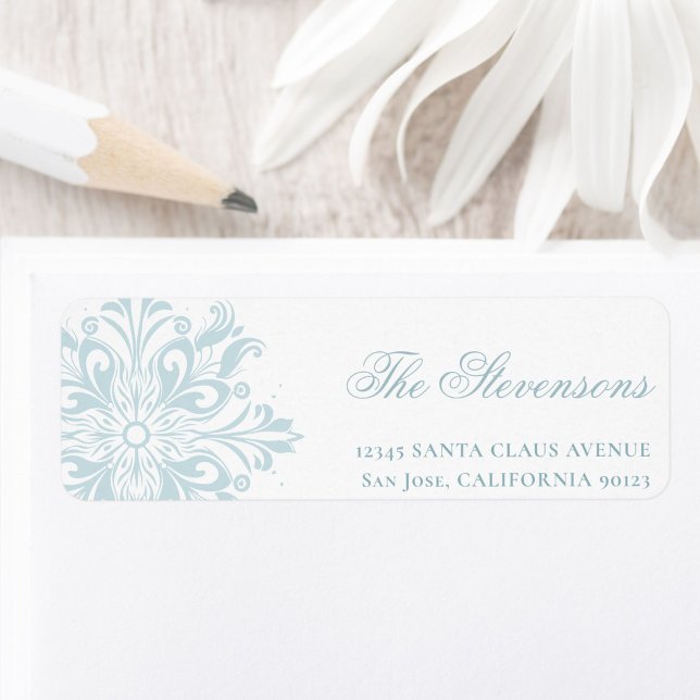 Sky Blue Snowflake Holiday Return Address Label (Creator Uploaded)