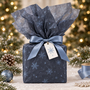 Sky Blue Snowflakes on Optional Slate Blue ID1334 Tissue Paper
