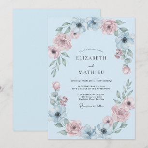 Sky Blue Soft Botanical Wedding Invitation