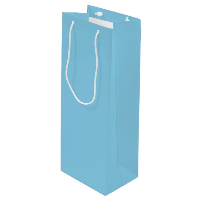 Sky Blue Solid Colour Wine Gift Bag (Front Angled)