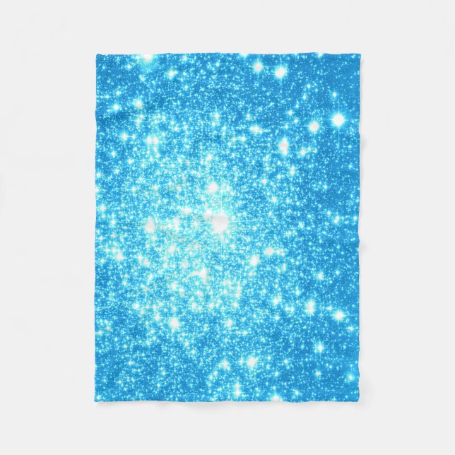 Sky Blue Stars Fleece Blanket (Front)
