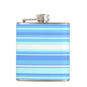Sky blue stripes hip flask
