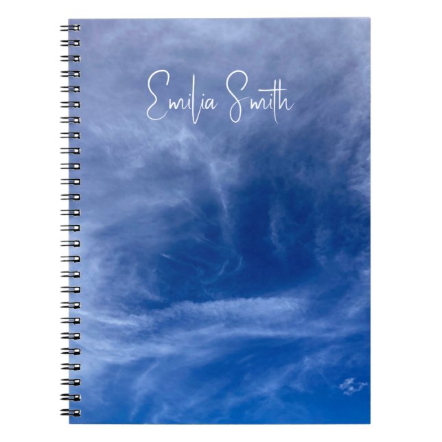 Sky Blue Stylish Personalised Notebook (Front)
