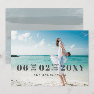 Sky Blue Stylish Simple Modern Typography Photo Save The Date