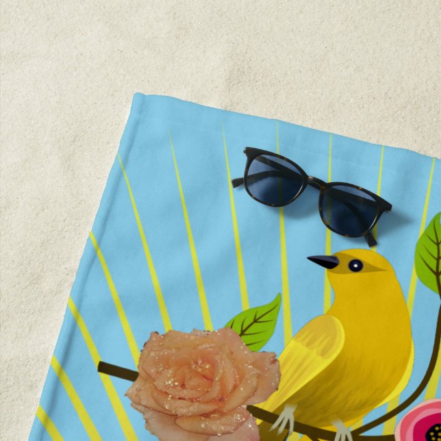 Sky Blue Sunshine & Dew Drops Beach Towel (In Situ)