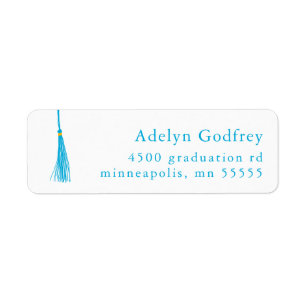 Sky Blue Tassel Graduation Return Address Label