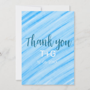 Sky blue thank you add couple name date year text invitation